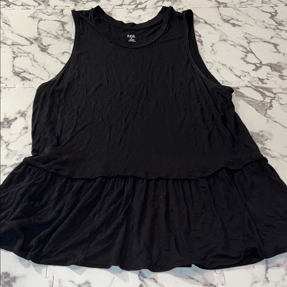 a.n.a Black Peplum Sleeveless Tank Top